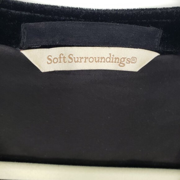 Soft Surroundings Velvet Moto Jacket XS Womens Asymmetrical Zip Up Black - Picture 4 of 10